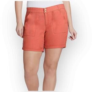 Gloria Vanderbilt Maren Twill Shorts - Bright Hibiscus, 4, Summer Chic 1209/4
